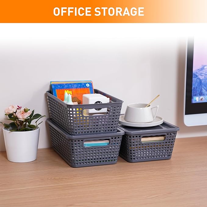 Plastic Storage Baskets With Lid, Storage Bins - Image 9