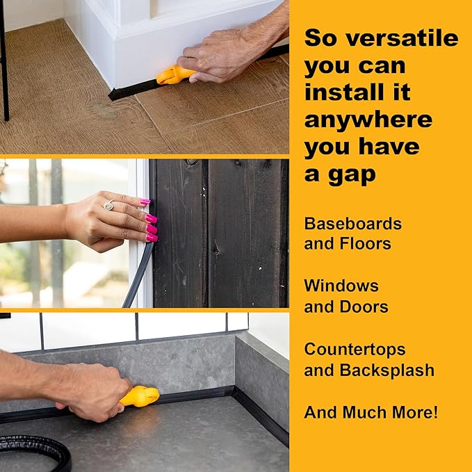 InstaTrim Black New & Improved Caulk Trim, 1/2" by 10', Waterproof - Image 3