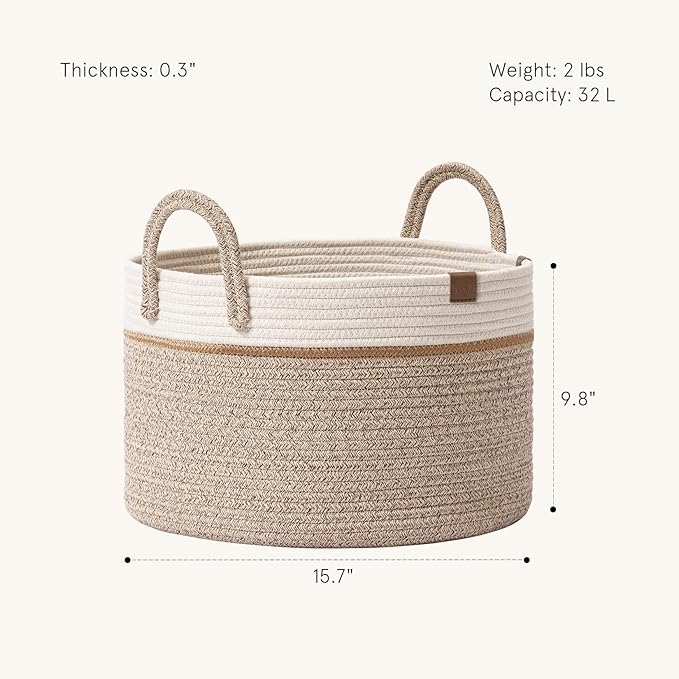 LA JOLIE MUSE Woven Basket Rope Storage Baskets - Image 2