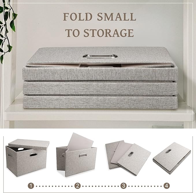 Medium 15" 21 Quart Collapsible Stackable Storage Bins - Image 6