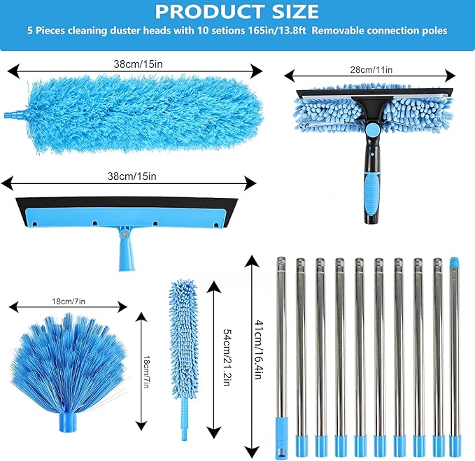 High Reach Duster Kit with14 ft Extension Pole High Ceiling Dusting and Window - Image 2