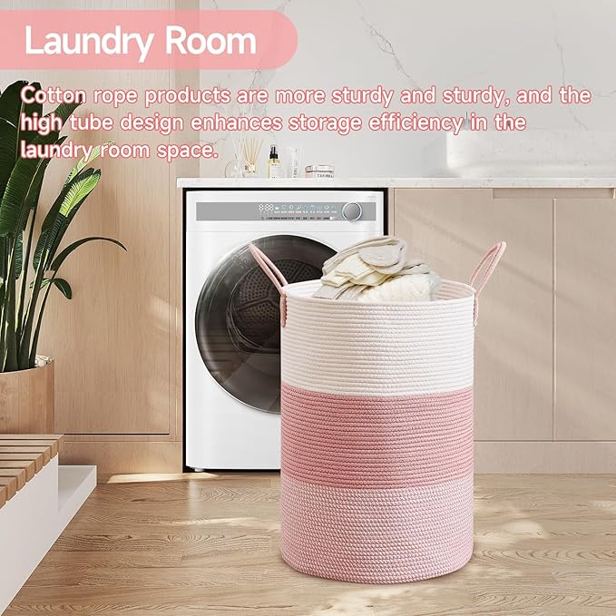 CLHMILY&Z 80L Laundry Basket Round Storage Rope Basket - Image 2