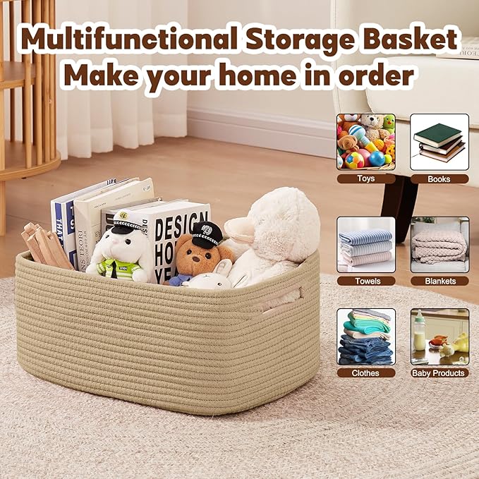 OIAHOMY Storage Basket for Shelves, Closet Cube Storage Bins Baskets for - Image 4