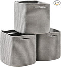11 Inch Cube Storage Bins, Storage Cube Organizer Bins, Woven Cotton Rope Basket by ICERZCZ