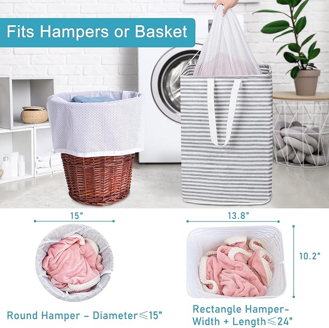 Polecasa Diamond Mesh Laundry Bags, Large Laundry Hamper Liner, Laundry Bag - Image 6