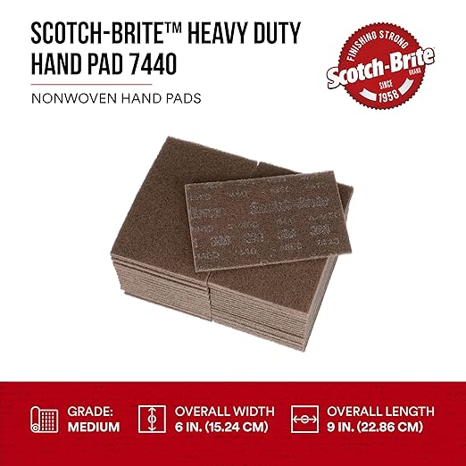 3M Scotch-Brite Heavy Duty Hand Pad 7440B, 6 in x 9 in, Hand Sanding Pad - Image 2