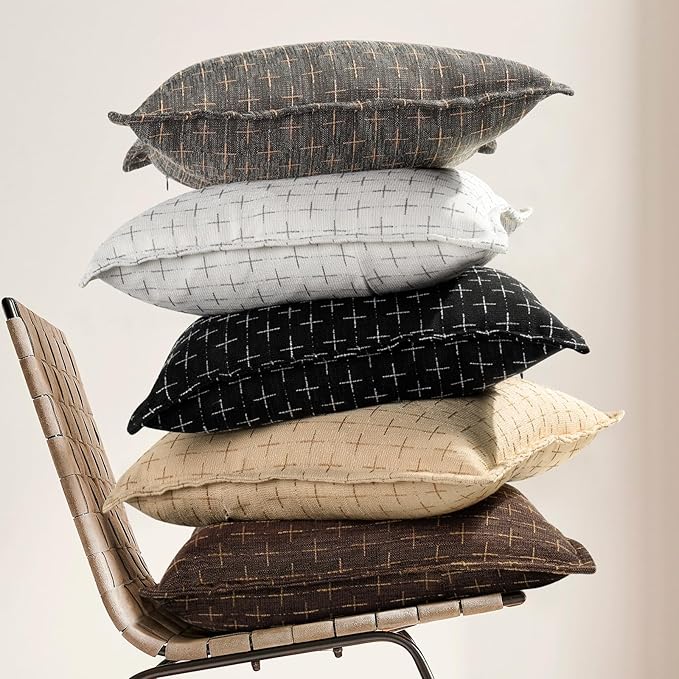 ZWJD Pillow Covers 24x24 Set of 2 Soft Polyester Textured Pillow Covers - Image 5