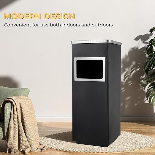 Trash Can Outdoor Waste Container Square Stainless Steel Trash Can - Image 4