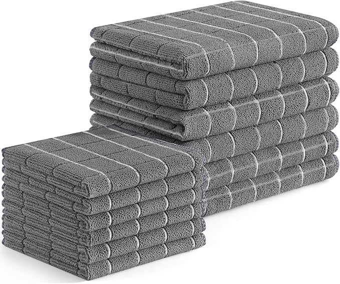 Homaxy Microfiber Kitchen Towels and Dishcloths Set, 12 Pack Soft and Absorbent by Homaxy