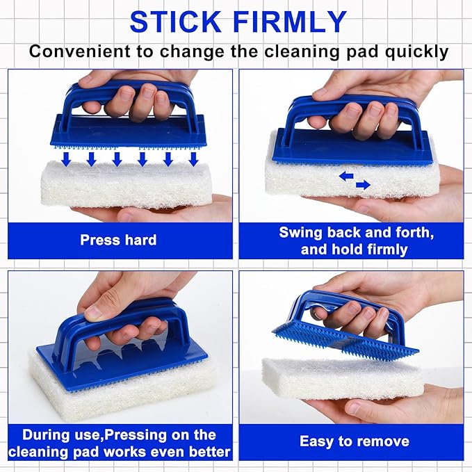 18 Pcs Handled Bath Scrubber Set, 15 Bathroom Scouring Pad 3 Bathtub Scrubber - Image 3