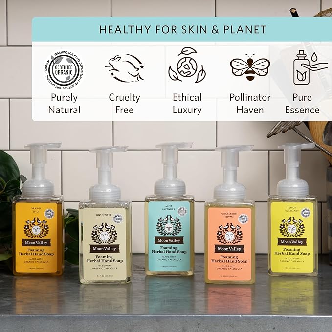 Moon Valley Herbal Foaming Hand Soap, Mint Lavender Two Pack, Recyclable Bottle - Image 5
