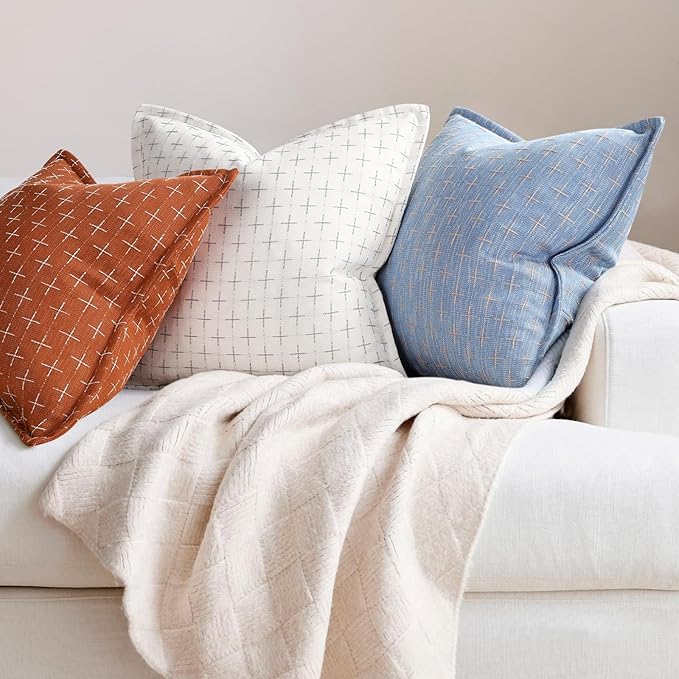 ZWJD Pillow Covers 16x16 Set of 2 Soft Polyester Textured Pillow Covers - Image 6