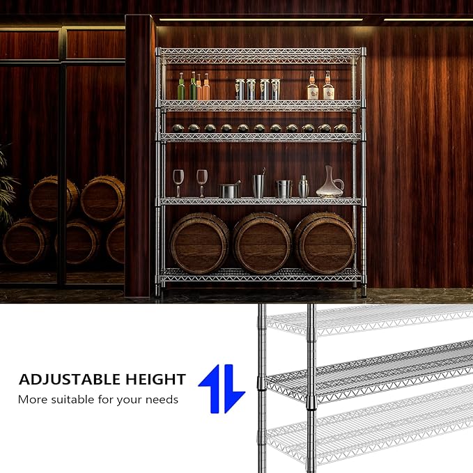 2200 Lbs 5 Tier Storage Rack Metal Wire Shelving Unit, Storage Standing Shelf - Image 5