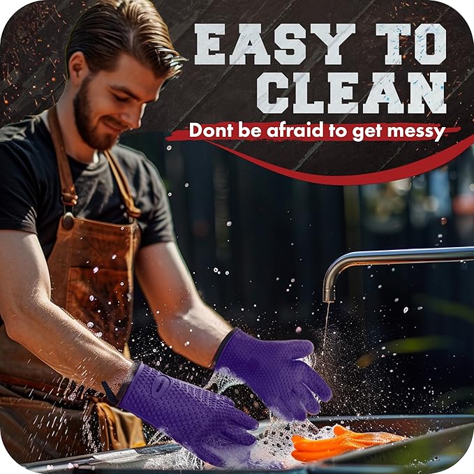 KITCHEN PERFECTION S Silicone Smoker Oven Gloves -Extreme Heat Resistant BBQ - Image 8