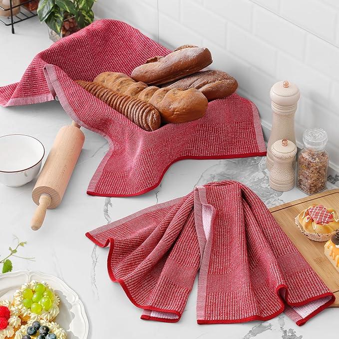 Homaxy Premium Kitchen Towels, Large Cotton Kitchen Hand Towels, Flat and Terry - Image 6