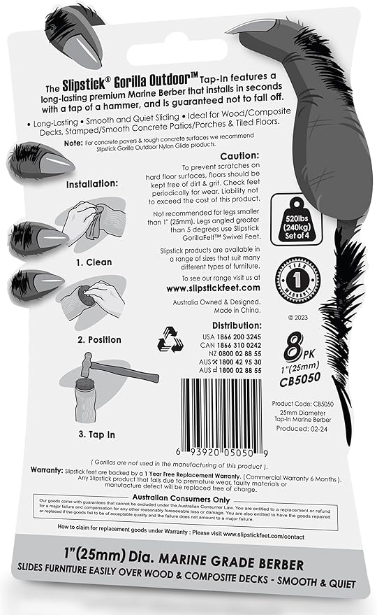 Gorilla Outdoor 1 inch Furniture Feet Floor Protectors/Weatherproof Berber - Image 6