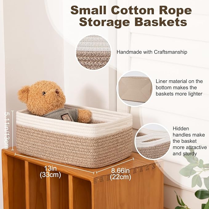 3 Pack Small Storage Baskets for Organizing, Cute Woven Decorative Gift Baskets - Image 2