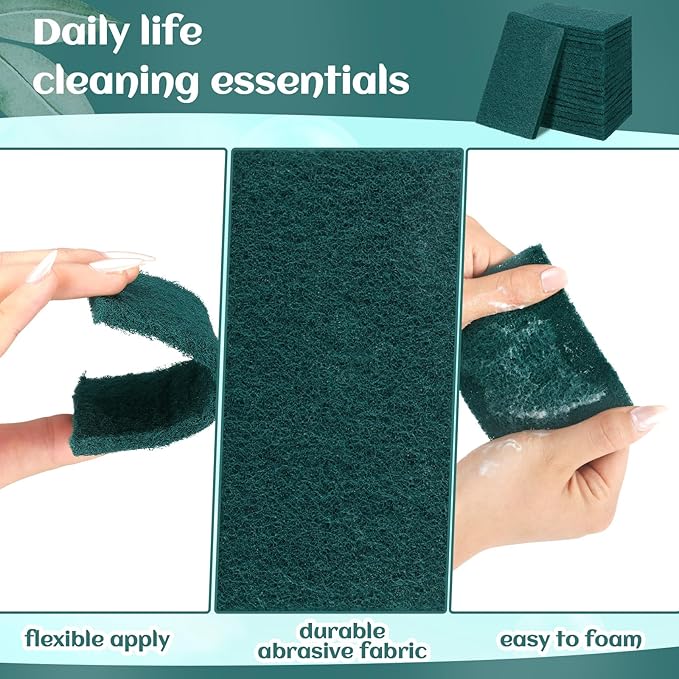 Hoolerry 200 Pcs Heavy Duty Scouring Pads Non Scratch Household Scrub Pads - Image 3