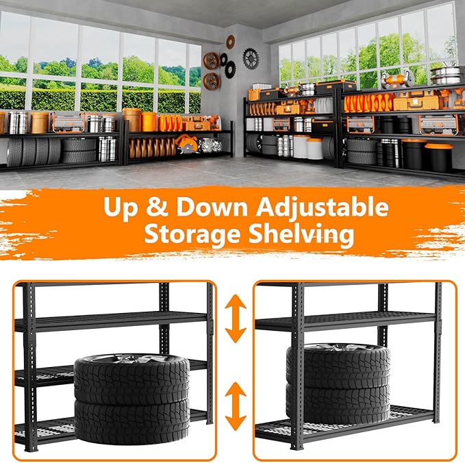 Storage Shelves Heavy Duty 4 PCS, 4-tier Adjustable Metal Industrial Utility - Image 5