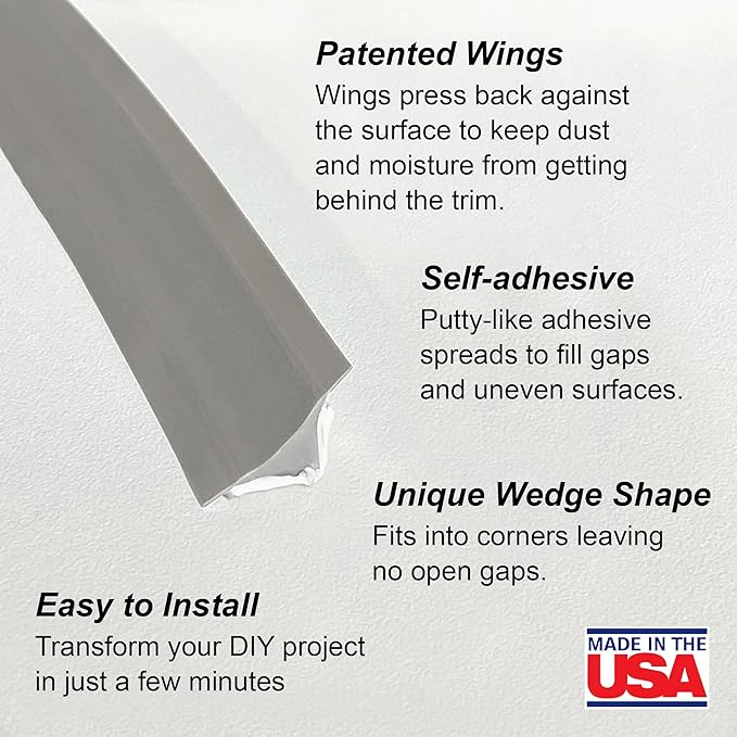InstaTrim The Original Flexible Trim - 50ft Grey 3/4" Wide Caulk Tape - - Image 2