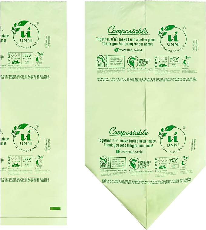 UNNI Compostable Lawn & Leaf Bags, 30-33 Gallon / 124 Liter, Extra Thick 1.1 - Image 3