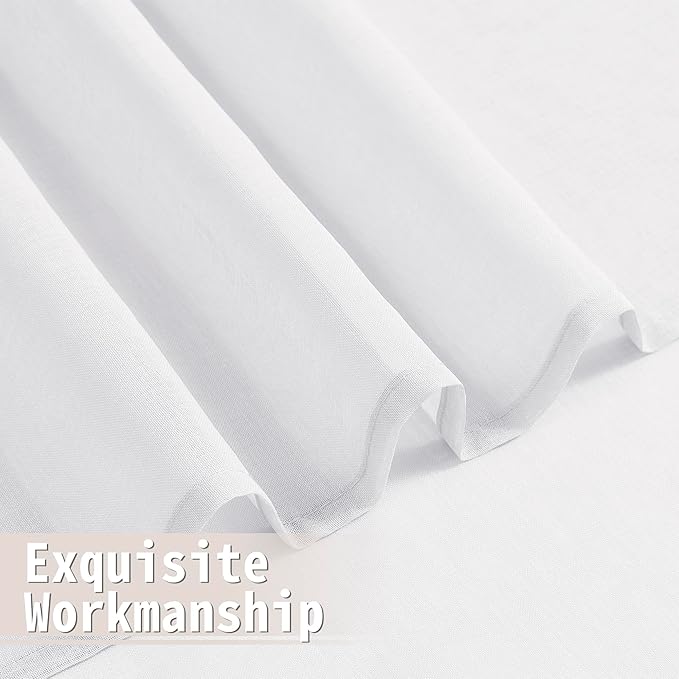 Tollpiz Sheer Door Curtain Closet Linen Textured Curtains Sheer Doorway Light - Image 8