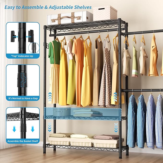Expandable Heavy Duty Garment Rack Clothes Rack, Large Metal Closet Organizer - Image 6
