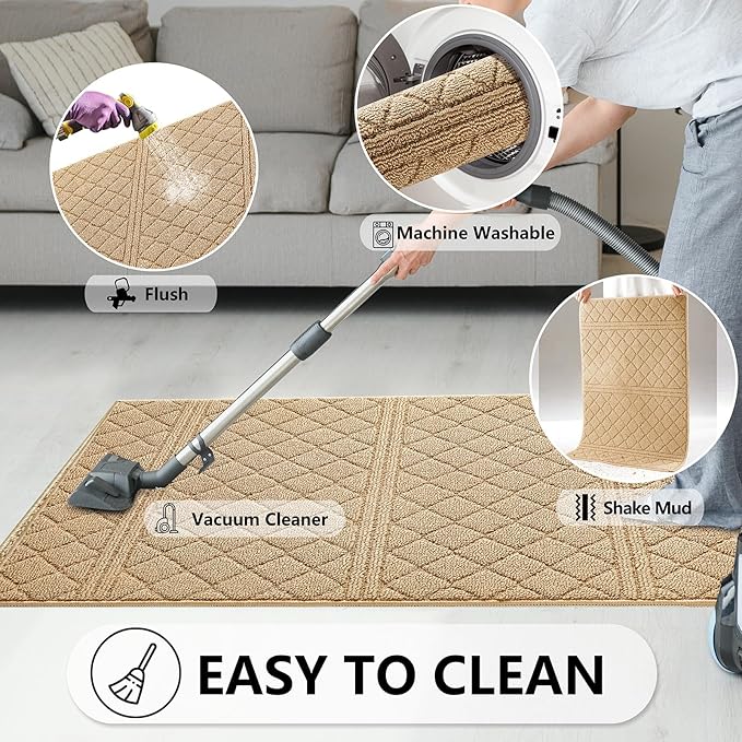 REFETONE Indoor Doormat, Front Back Door Mat 32"x40" Absorbent Rubber Backing - Image 6