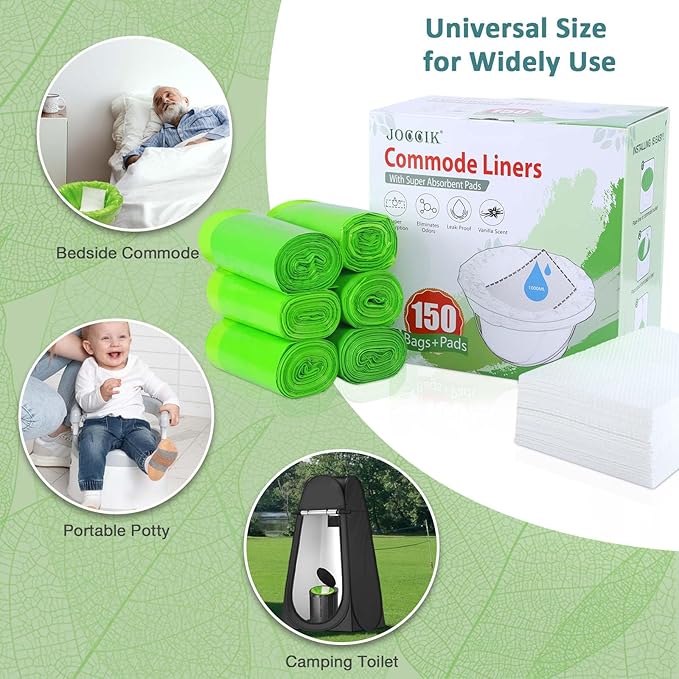Bedside Commode Liners, 150 Bags + 150 Pads - Image 5