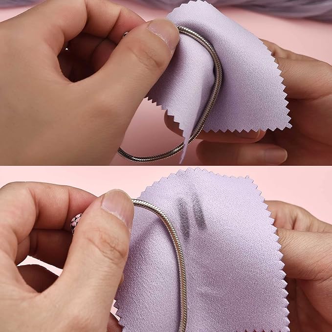 SEVENWELL 50pcs Jewelry Cleaning Cloth Purple Polishing Cloth - Image 5