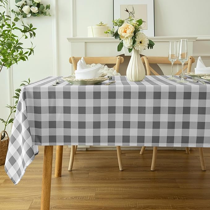 Classic Gingham Plaid Tablecloth Fabric by Essifunia