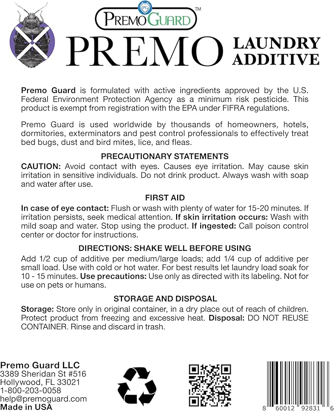 Premo Guard Bed Bug, Mite & Lice Laundry Detergent Additive 64 oz – Child & Pet - Image 8