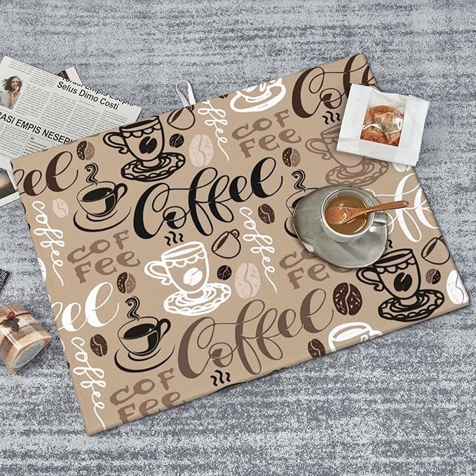 Brown Coffee Maker Beans Theme Microfiber Absorbent Reversible Dish Drying Mat - Image 8