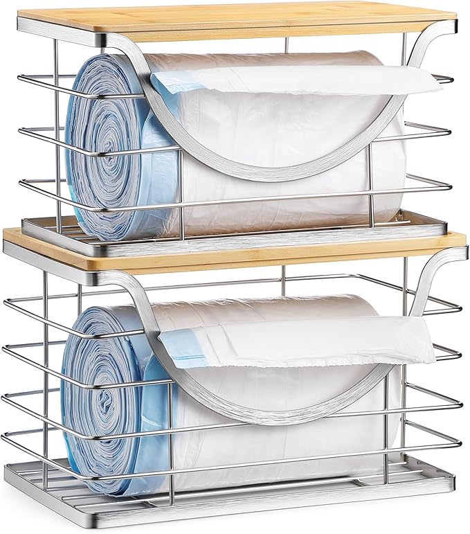 Extra Large Trash Bag Holder Stackable Kitchen Storage Slive, 2 Pack Wall by YAFFWA