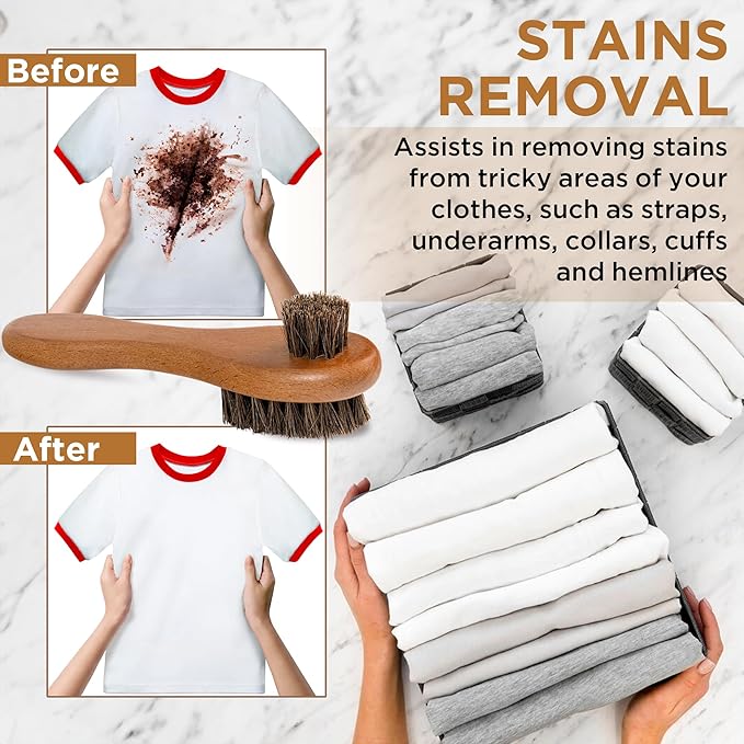 DUGATO Dual-Bristle Horsehair Laundry Stain Brush Set - Image 4