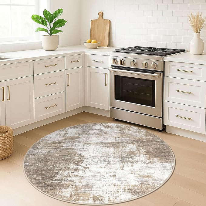 IOHOUZE Round Area Rug 5 Ft Circle Entryway Rugs Round Washable Door Mat Indoor - Image 2