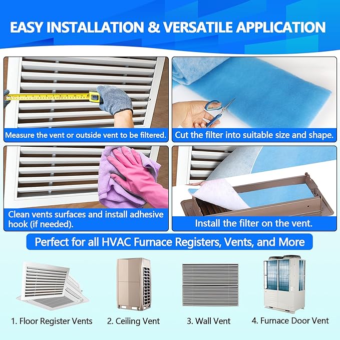 18" x120" Air Vent Filters, Cut to Fit Air Filter, MERV 8 Triple Vent Filter - Image 5
