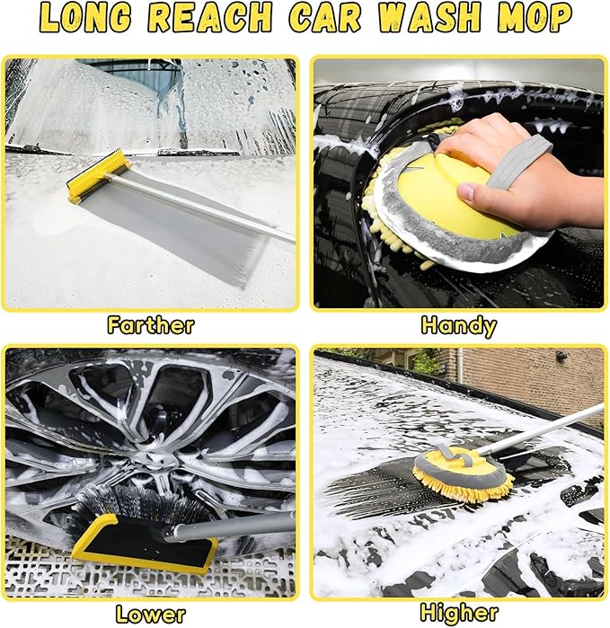 144'' Long Extendable Handle Car RV Wash Brush Kits - Image 5