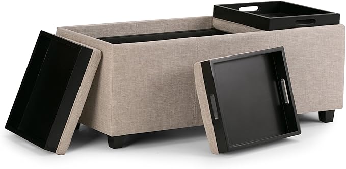 SIMPLIHOME Avalon 42 inch Wide Contemporary Rectangle Storage Ottoman in - Image 4