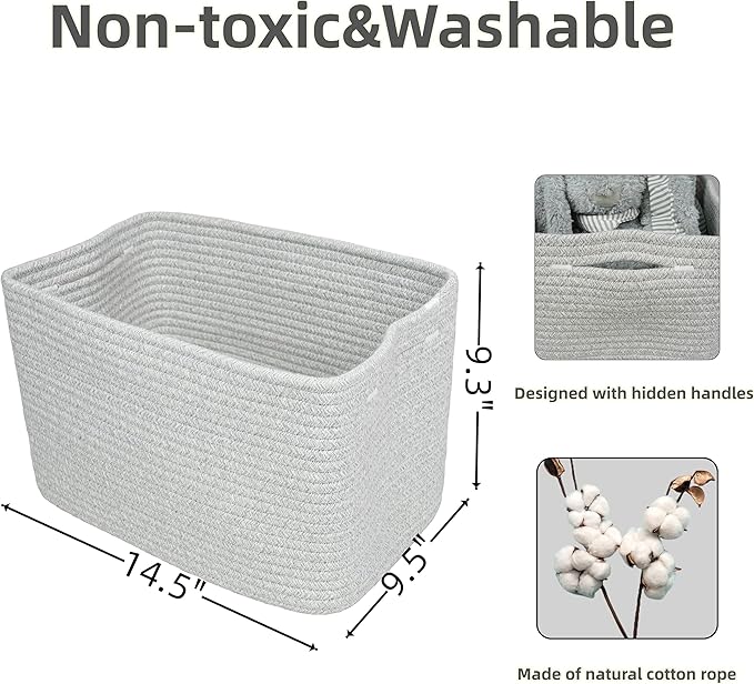 Cotton Rope storage Basket Bins Woven Basket - Image 2