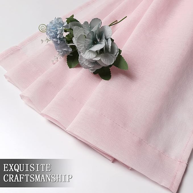 Tollpiz Sheer Curtains Linen Textured Bedroom Curtain Sheers Light Filtering - Image 7
