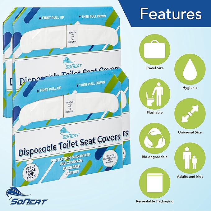 Disposable Toilet Seat Covers XL Half Fold Flushable – 400 Sheets - Image 2