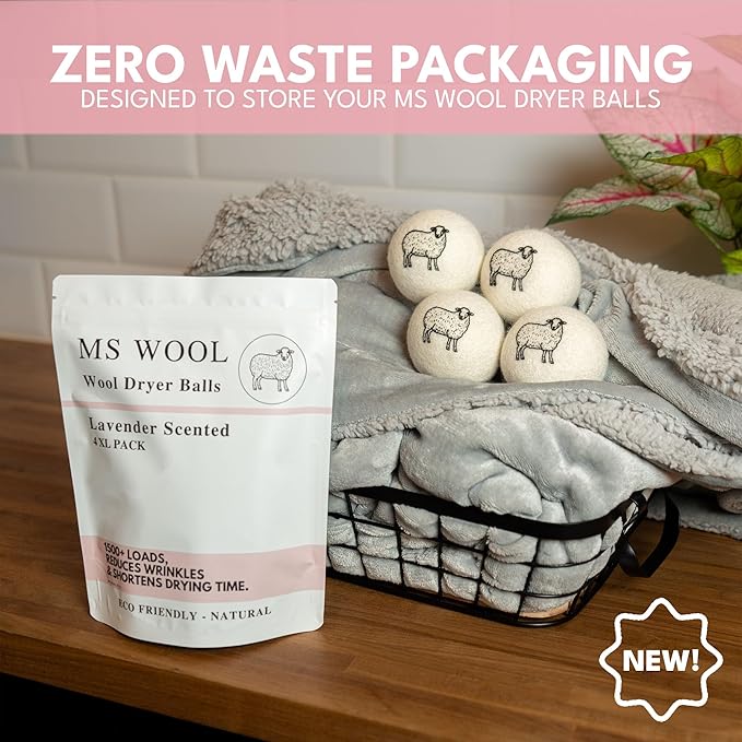 Lavender Scented Wool Dryer Balls – 4 XL Pack – Natural Fabric Softener - Image 5