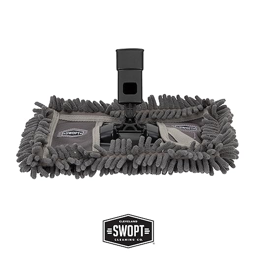 SWOPT Angled Broom Head + 12” Dust Mop Head + Plastic Dustpan – Multi-Surface - Image 3