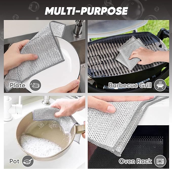 Orighty 24 Pcs Multipurpose Wire Dishwashing Rag, Non-Scratch Wire Dish - Image 6