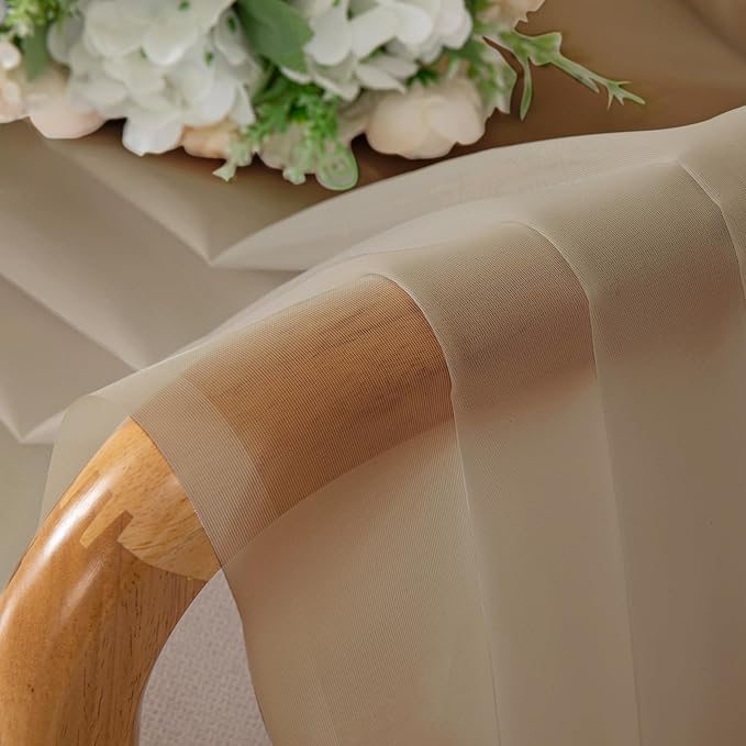 Chyhomenyc Taupe Sheer Curtains 72 Inch Length 2 Panels, Light Filtering Soft - Image 6