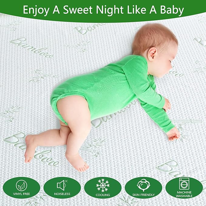 GOONIK Twin Size Mattress Protector, Breathable Bamboo Viscose Waterproof Twin - Image 4