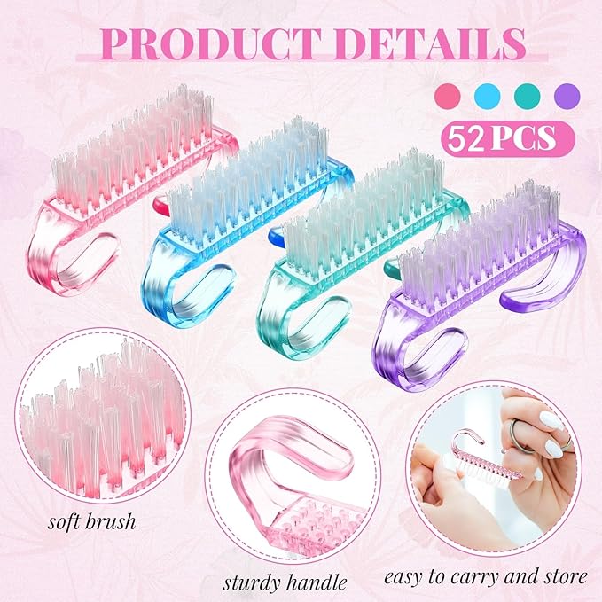 Patelai 100 Pcs Handle Grip Nail Brush Bulk Colorful Nail Scrubber Cleaner - Image 2