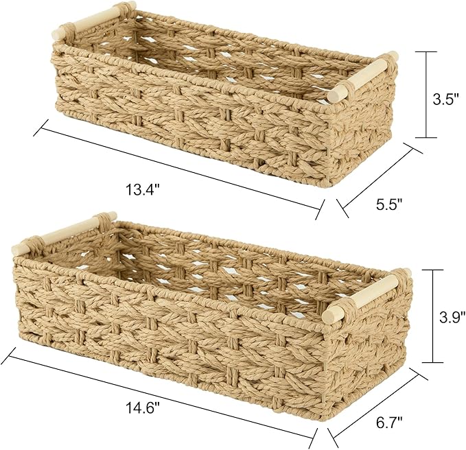 OIAHOMY Toilet Paper Baskets Handmade Paper Rope Decorative Wicker Storage Tank - Image 3