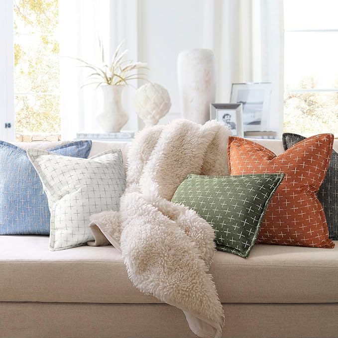 ZWJD Pillow Covers 26x26 Set of 2 Soft Polyester Textured Pillow Covers - Image 6
